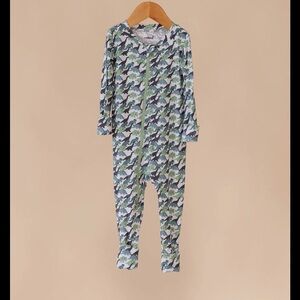 WildBird Dinosaur Baby Onesie - Green and Gray